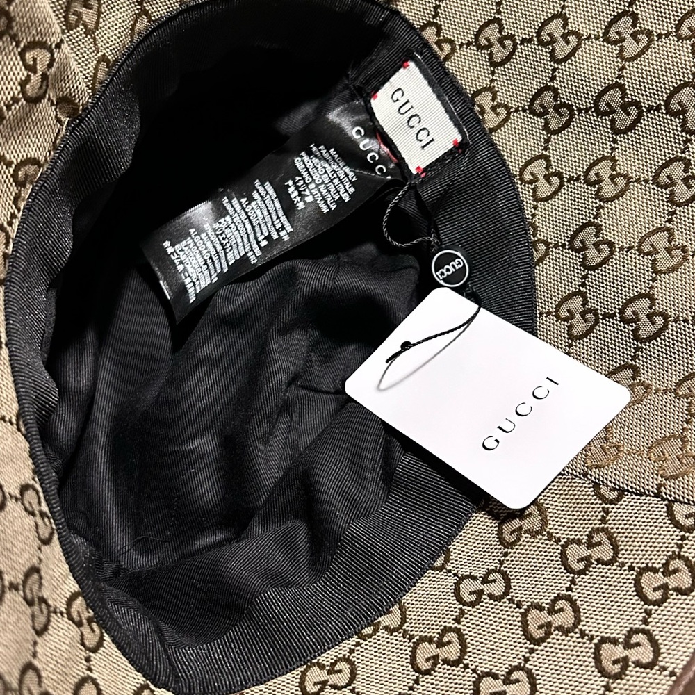 Gucci Beige GG Monogram Bucket Hat with Black Interior - Picture 2 of 3